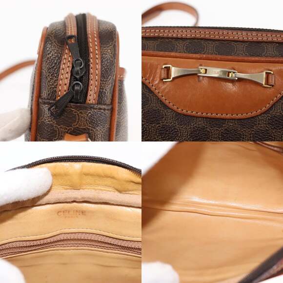 CELINE Macadam Canvas Shoulder Bag Pvc Leather Brown - Picture 11 of 13